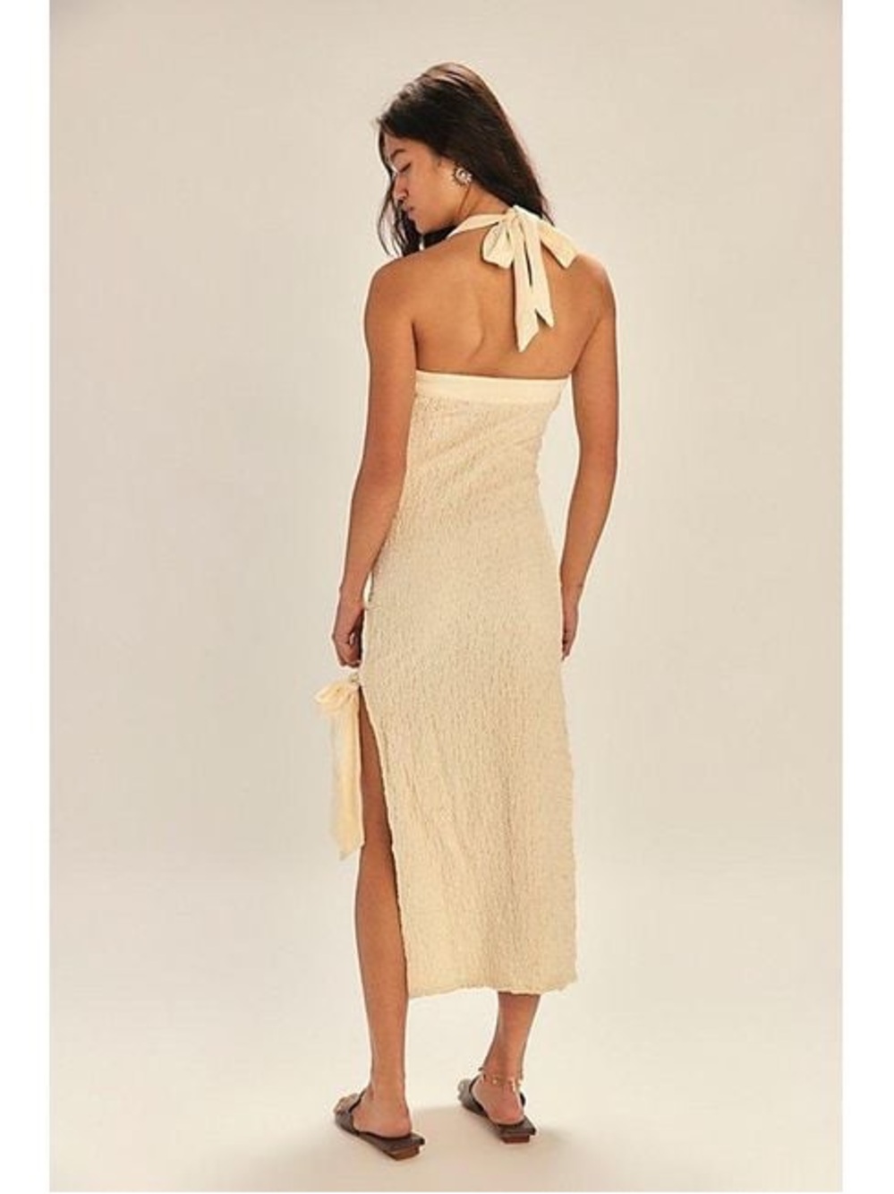NEW! Free People Sea Foam Halter Midi Dress in Natural - Picture 6 of 7